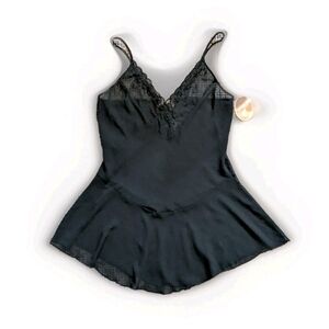 Sheer Black Lingerie Mini Slip Dress NWT Medium Sexy Dark Romantic Boudoir